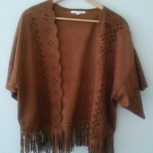 Suede-like open jacket